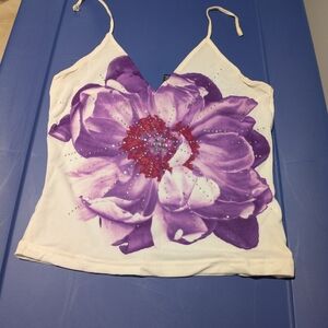 Express Purple And White Floral Camisole